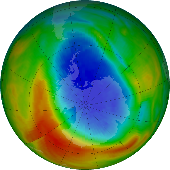 Antarctic ozone map for 03 October 1983